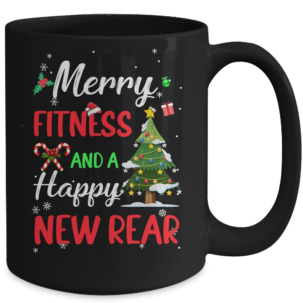 Merry Fitness Happy New Rear Workout Gym Christmas Men Women Mug | siriusteestore