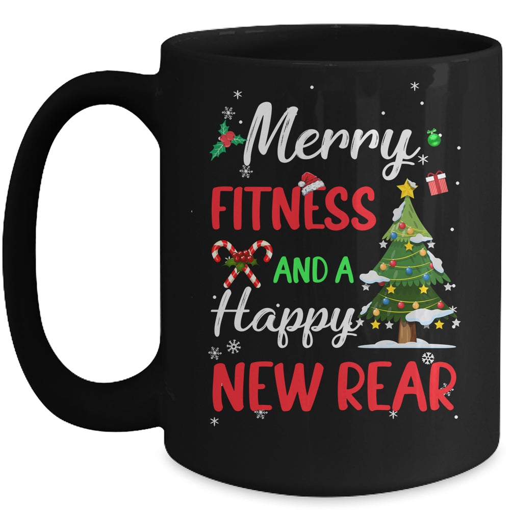 Merry Fitness Happy New Rear Workout Gym Christmas Men Women Mug | siriusteestore