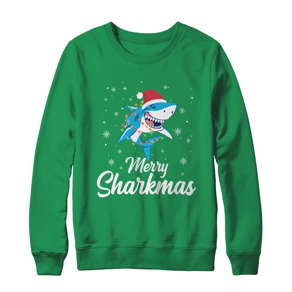 Merry Sharkmas Santa Christmas Sharks Lover Gift Shirt & Sweatshirt | siriusteestore