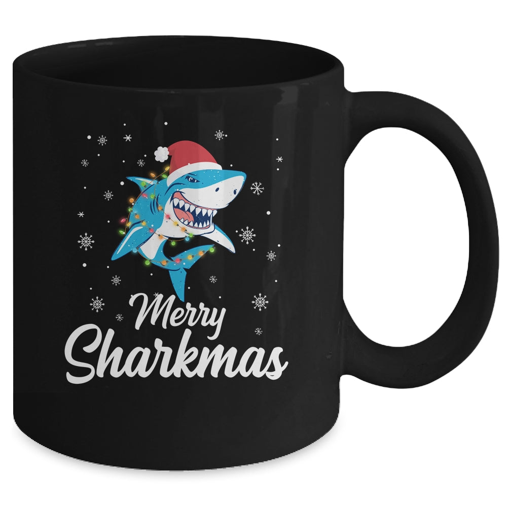 Merry Sharkmas Santa Christmas Sharks Lover Gift Mug | siriusteestore