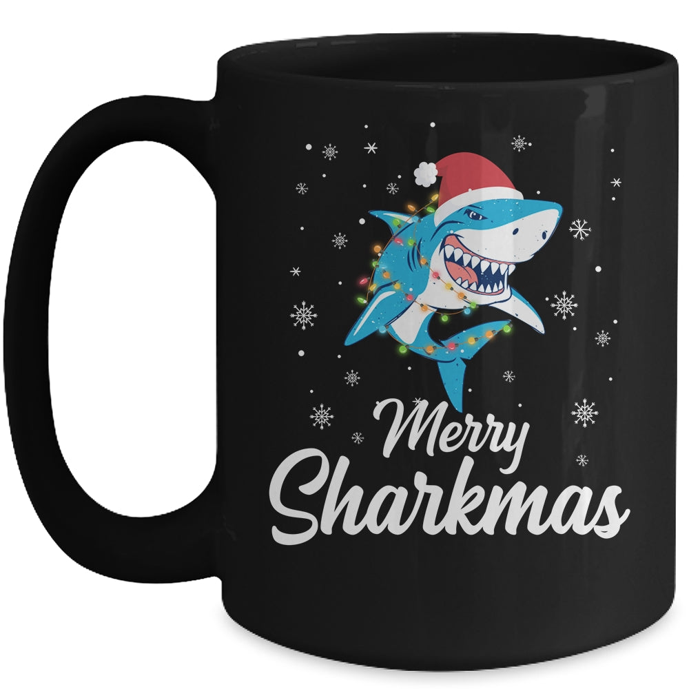 Merry Sharkmas Santa Christmas Sharks Lover Gift Mug | siriusteestore