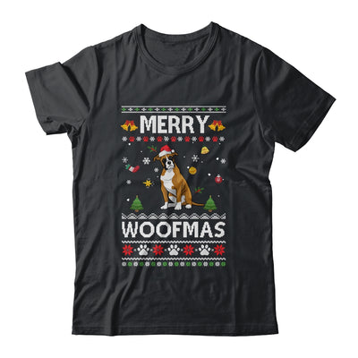 Merry Woofmas Boxer Santa Reindeer Ugly Christmas Sweater Shirt & Sweatshirt | siriusteestore