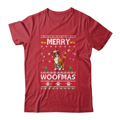 Merry Woofmas Boxer Santa Reindeer Ugly Christmas Sweater Shirt & Sweatshirt | siriusteestore