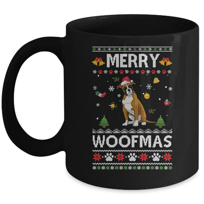 Merry Woofmas Boxer Santa Reindeer Ugly Christmas Sweater Mug | siriusteestore
