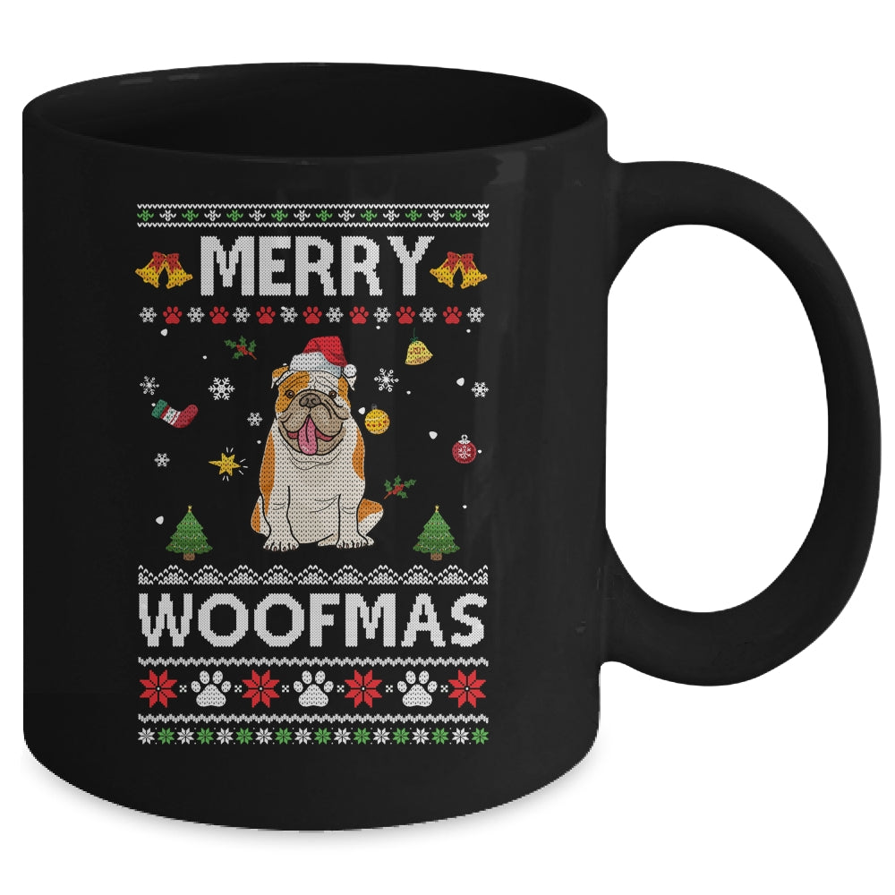 Merry Woofmas Bulldog Santa Reindeer Ugly Christmas Sweater Mug | siriusteestore