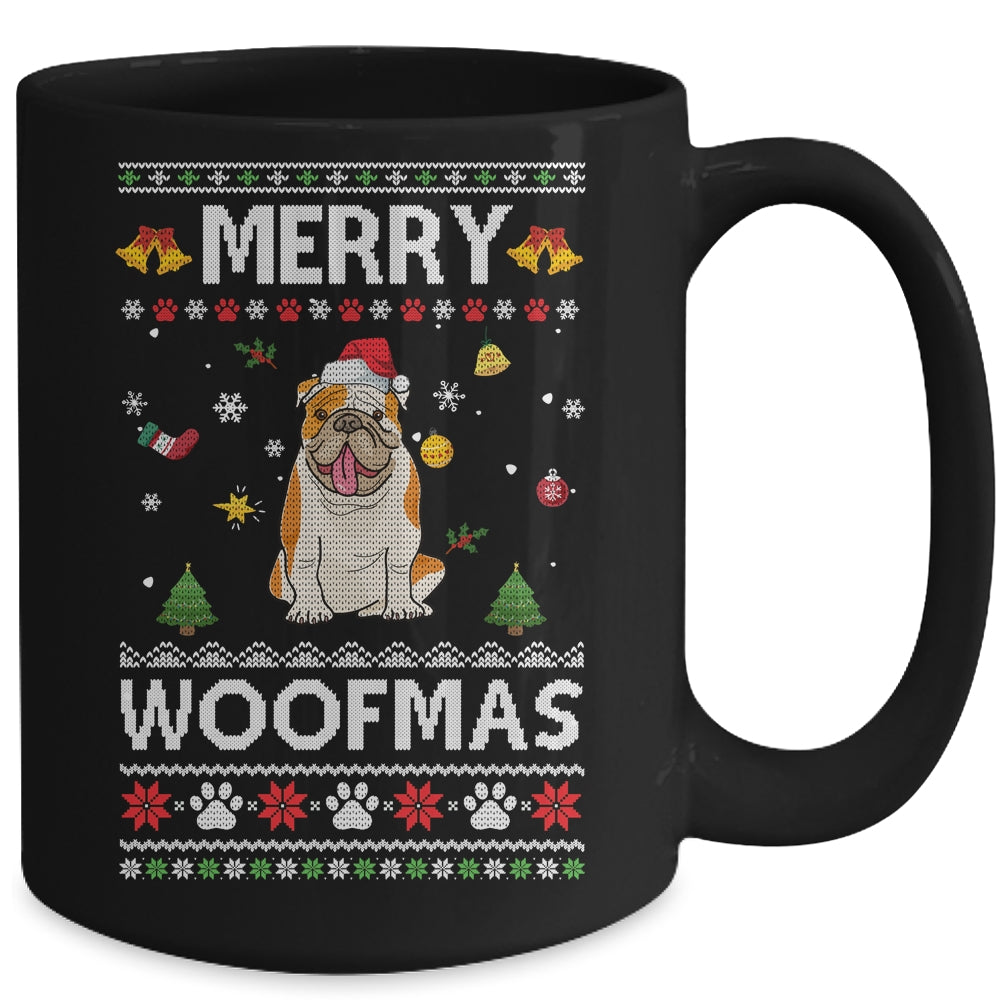 Merry Woofmas Bulldog Santa Reindeer Ugly Christmas Sweater Mug | siriusteestore