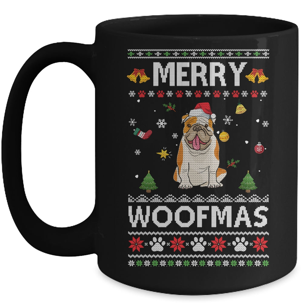 Merry Woofmas Bulldog Santa Reindeer Ugly Christmas Sweater Mug | siriusteestore