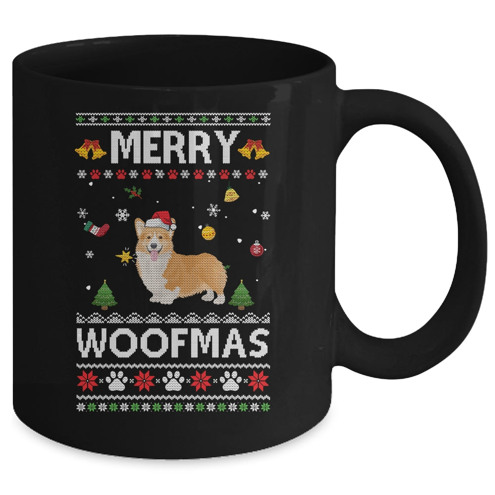 Merry Woofmas Corgi Santa Reindeer Ugly Christmas Sweater Mug | siriusteestore