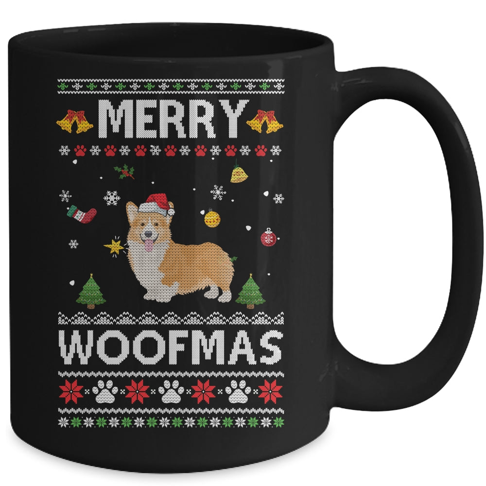 Merry Woofmas Corgi Santa Reindeer Ugly Christmas Sweater Mug | siriusteestore