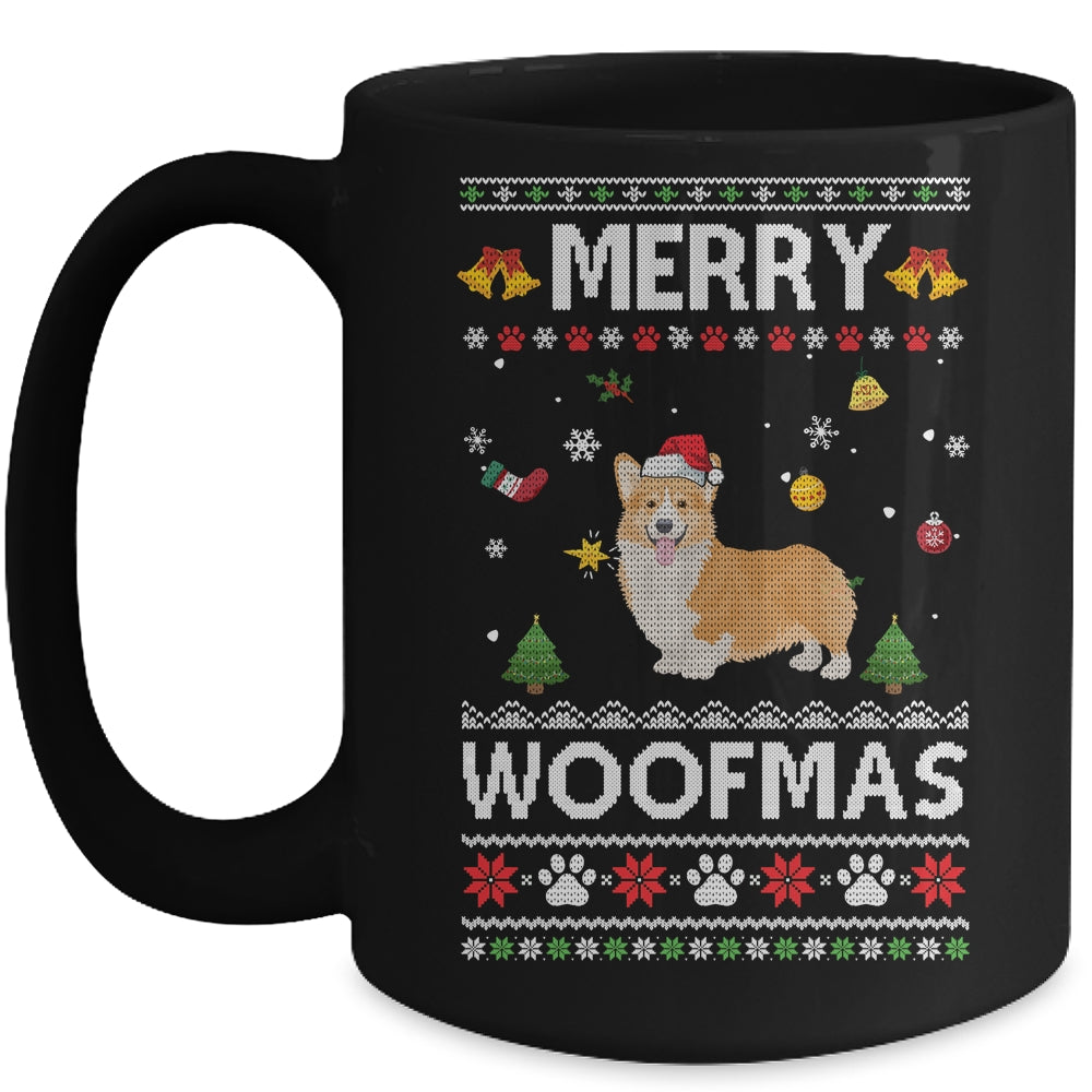 Merry Woofmas Corgi Santa Reindeer Ugly Christmas Sweater Mug | siriusteestore
