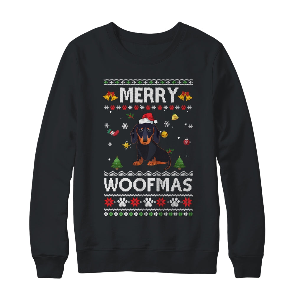 Merry Woofmas Dachshund Santa Reindeer Ugly Christmas Sweater Shirt & Sweatshirt | siriusteestore