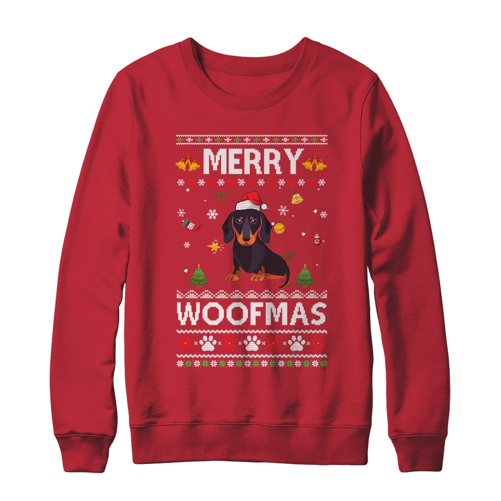 Merry Woofmas Dachshund Santa Reindeer Ugly Christmas Sweater Shirt & Sweatshirt | siriusteestore