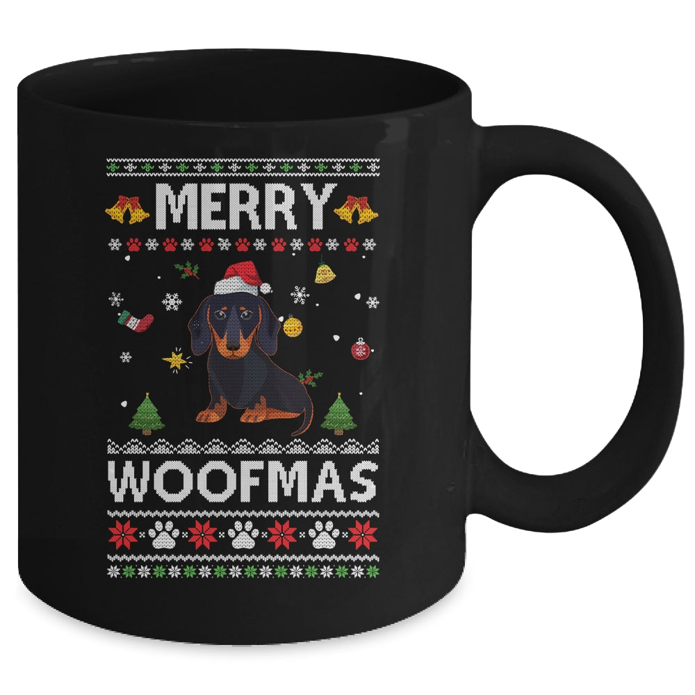 Merry Woofmas Dachshund Santa Reindeer Ugly Christmas Sweater Mug | siriusteestore