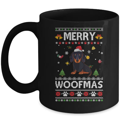 Merry Woofmas Dachshund Santa Reindeer Ugly Christmas Sweater Mug | siriusteestore