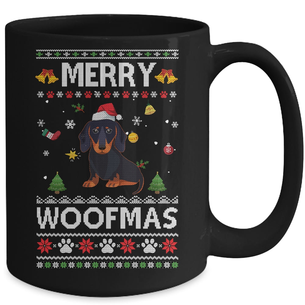 Merry Woofmas Dachshund Santa Reindeer Ugly Christmas Sweater Mug | siriusteestore