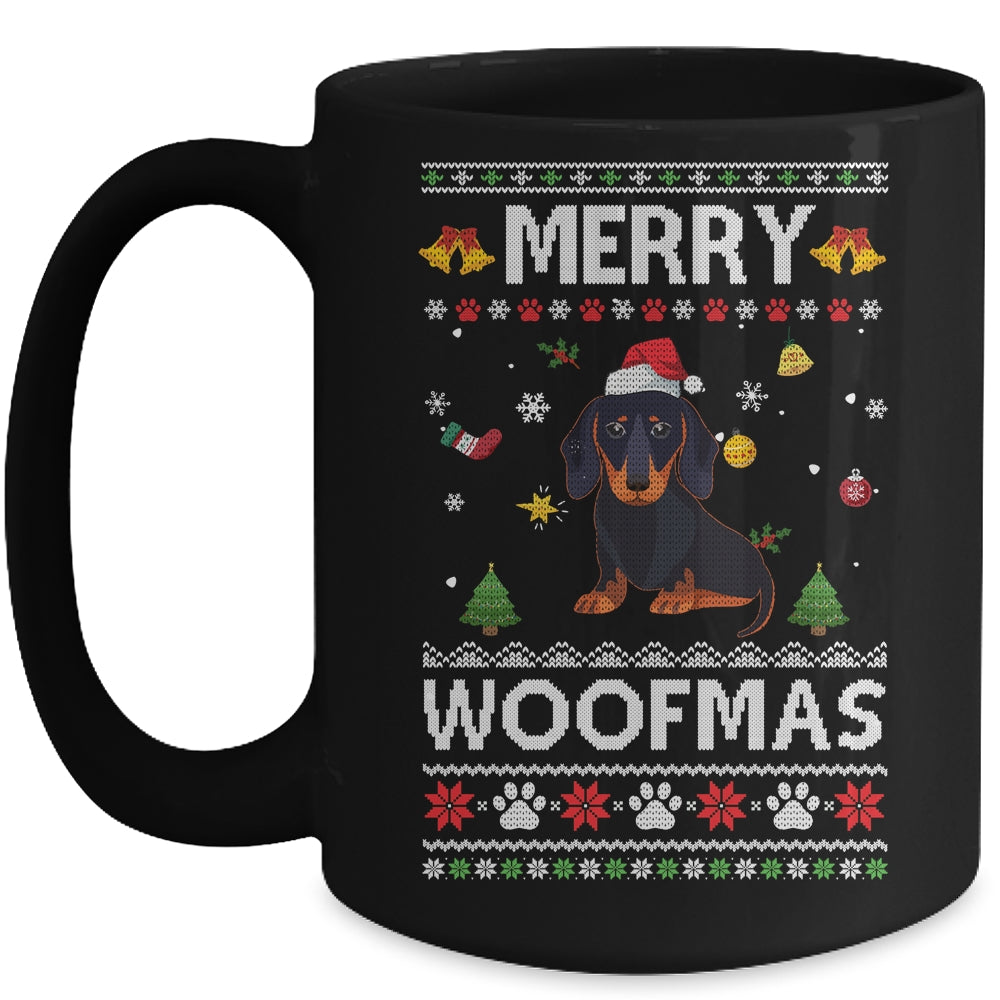 Merry Woofmas Dachshund Santa Reindeer Ugly Christmas Sweater Mug | siriusteestore
