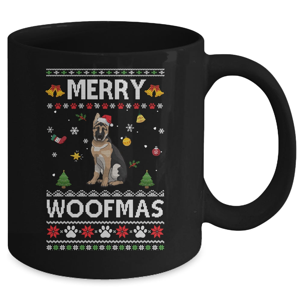 Merry Woofmas German Shepherd Santa Reindeer Ugly Christmas Sweater Mug | siriusteestore