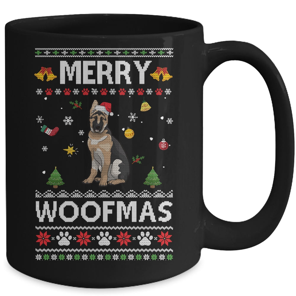Merry Woofmas German Shepherd Santa Reindeer Ugly Christmas Sweater Mug | siriusteestore