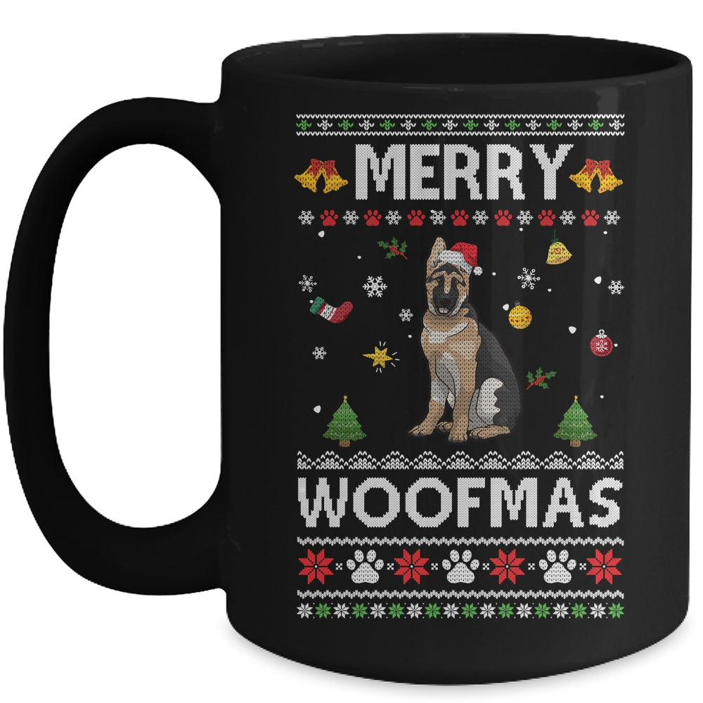 Merry Woofmas German Shepherd Santa Reindeer Ugly Christmas Sweater Mug | siriusteestore