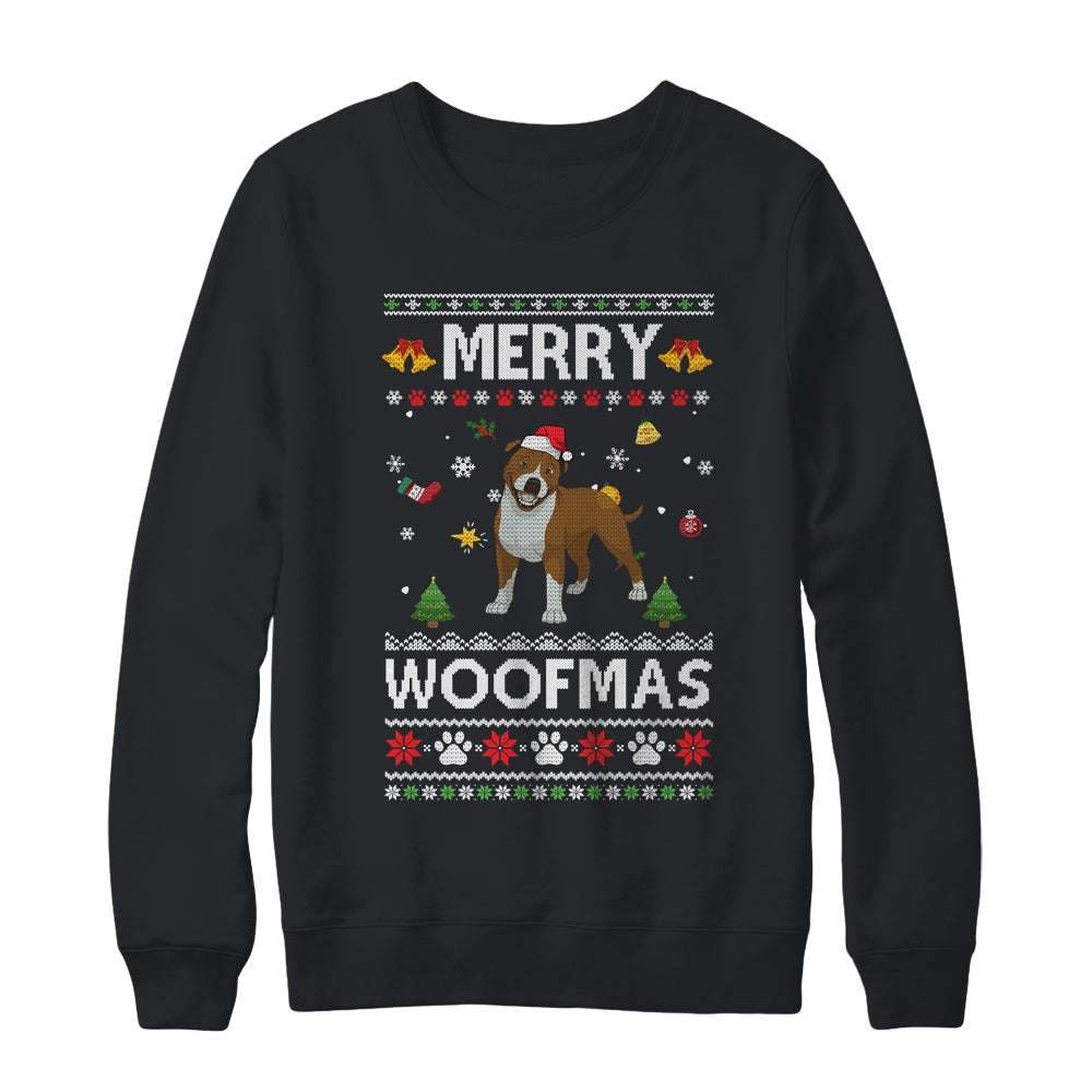 Merry Woofmas Pitbull Santa Reindeer Ugly Christmas Sweater Shirt & Sweatshirt | siriusteestore