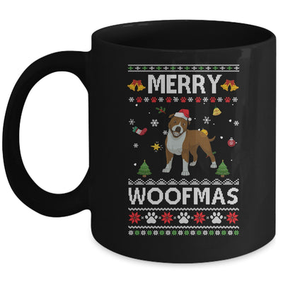Merry Woofmas Pitbull Santa Reindeer Ugly Christmas Sweater Mug | siriusteestore