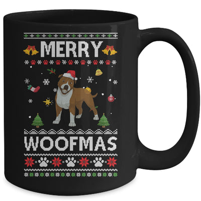 Merry Woofmas Pitbull Santa Reindeer Ugly Christmas Sweater Mug | siriusteestore