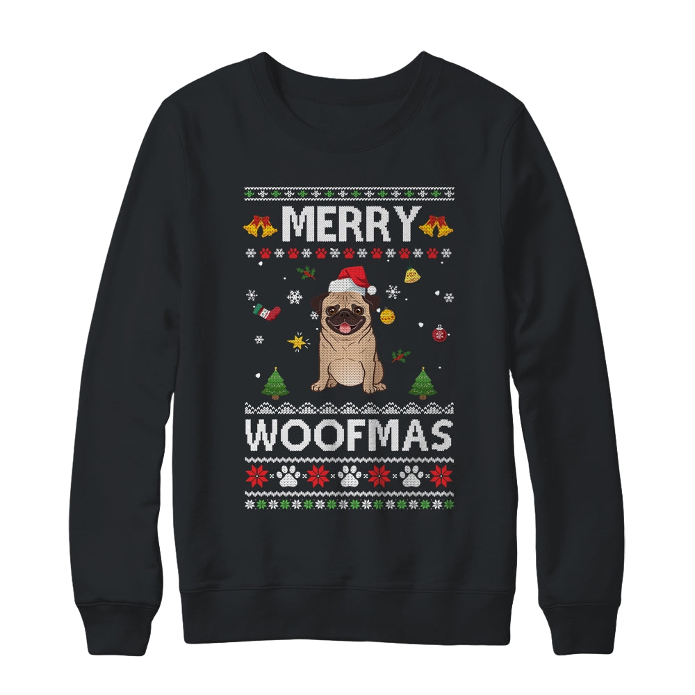 Merry Woofmas Pug Santa Reindeer Ugly Christmas Sweater Shirt & Sweatshirt | siriusteestore