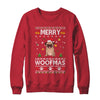 Merry Woofmas Pug Santa Reindeer Ugly Christmas Sweater Shirt & Sweatshirt | siriusteestore