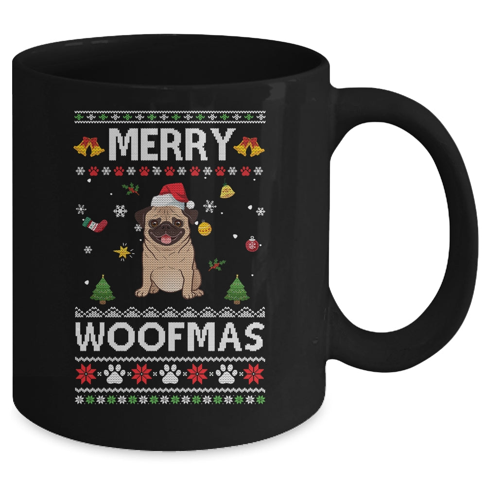 Merry Woofmas Pug Santa Reindeer Ugly Christmas Sweater Mug | siriusteestore