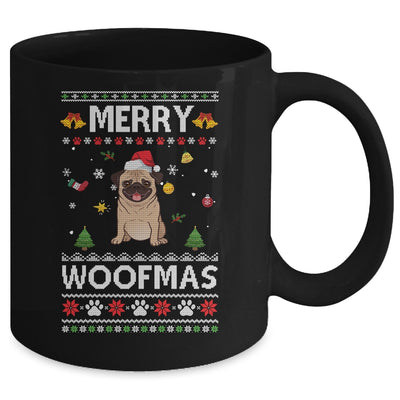 Merry Woofmas Pug Santa Reindeer Ugly Christmas Sweater Mug | siriusteestore