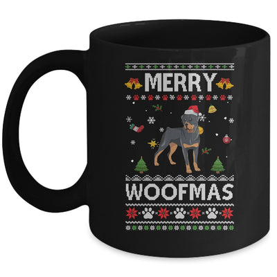 Merry Woofmas Rottweiler Santa Reindeer Ugly Christmas Sweater Mug | siriusteestore