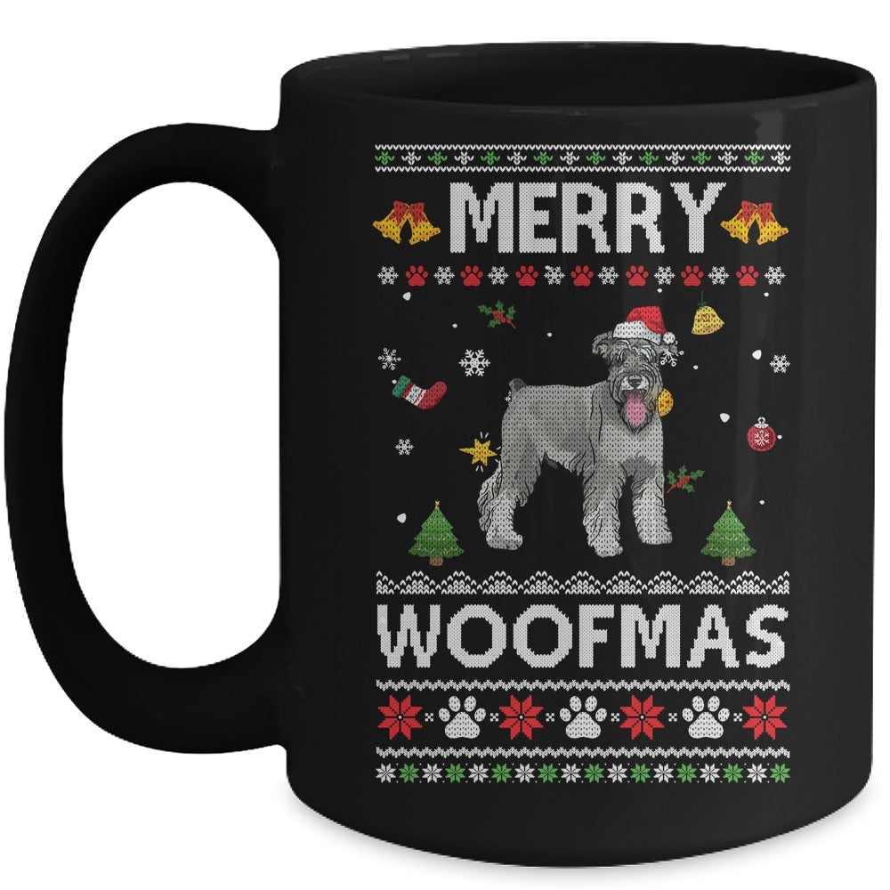 Merry Woofmas Schnauzer Santa Reindeer Ugly Christmas Sweater Mug | siriusteestore