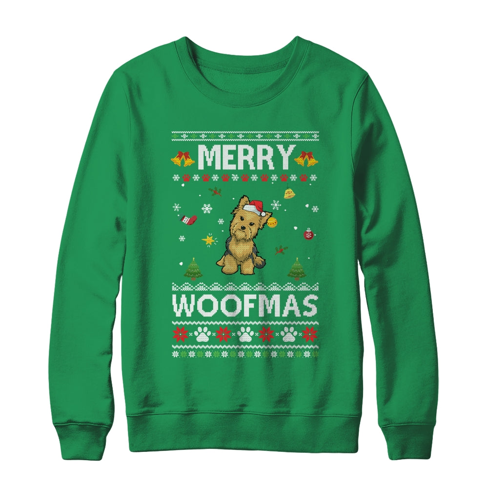 Merry Woofmas Yorkie Santa Reindeer Ugly Christmas Sweater Shirt & Sweatshirt | siriusteestore