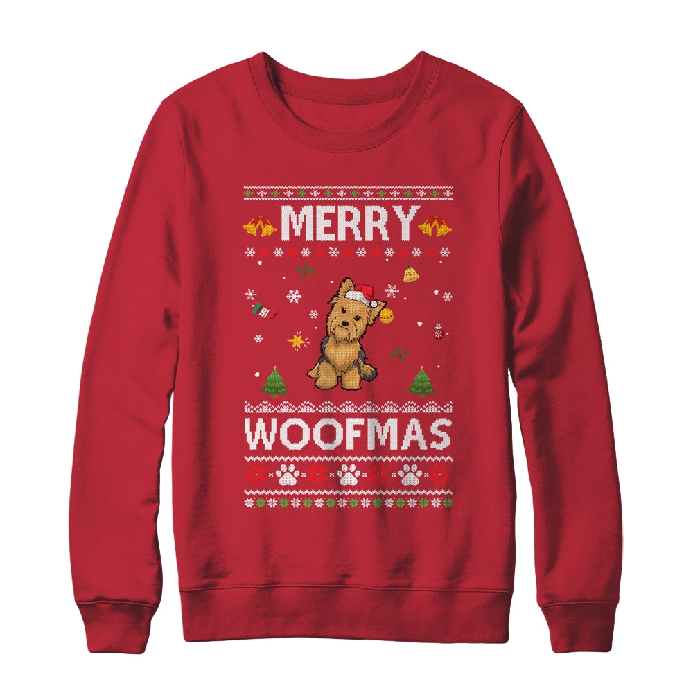 Merry Woofmas Yorkie Santa Reindeer Ugly Christmas Sweater Shirt & Sweatshirt | siriusteestore