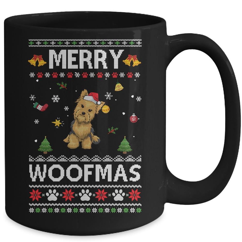 Merry Woofmas Yorkie Santa Reindeer Ugly Christmas Sweater Mug | siriusteestore