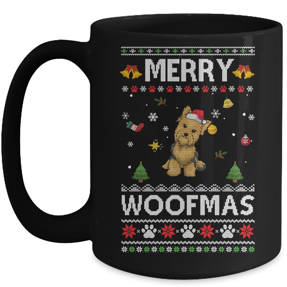 Merry Woofmas Yorkie Santa Reindeer Ugly Christmas Sweater Mug | siriusteestore