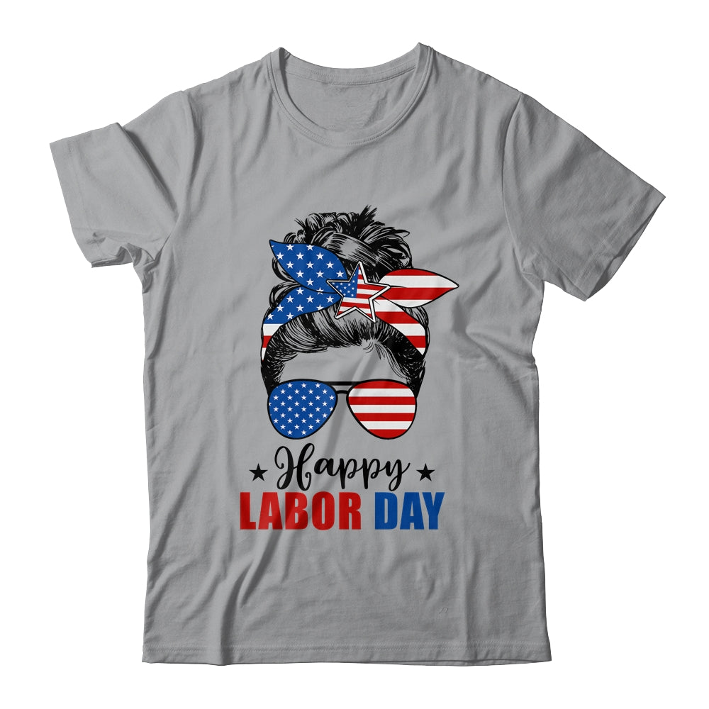 Messy Bun American Flag Labor Day Men Woman USA Vintage Shirt & Tank Top | siriusteestore