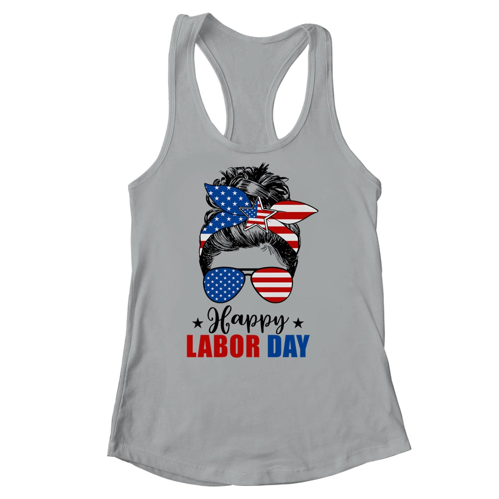 Messy Bun American Flag Labor Day Men Woman USA Vintage Shirt & Tank Top | siriusteestore