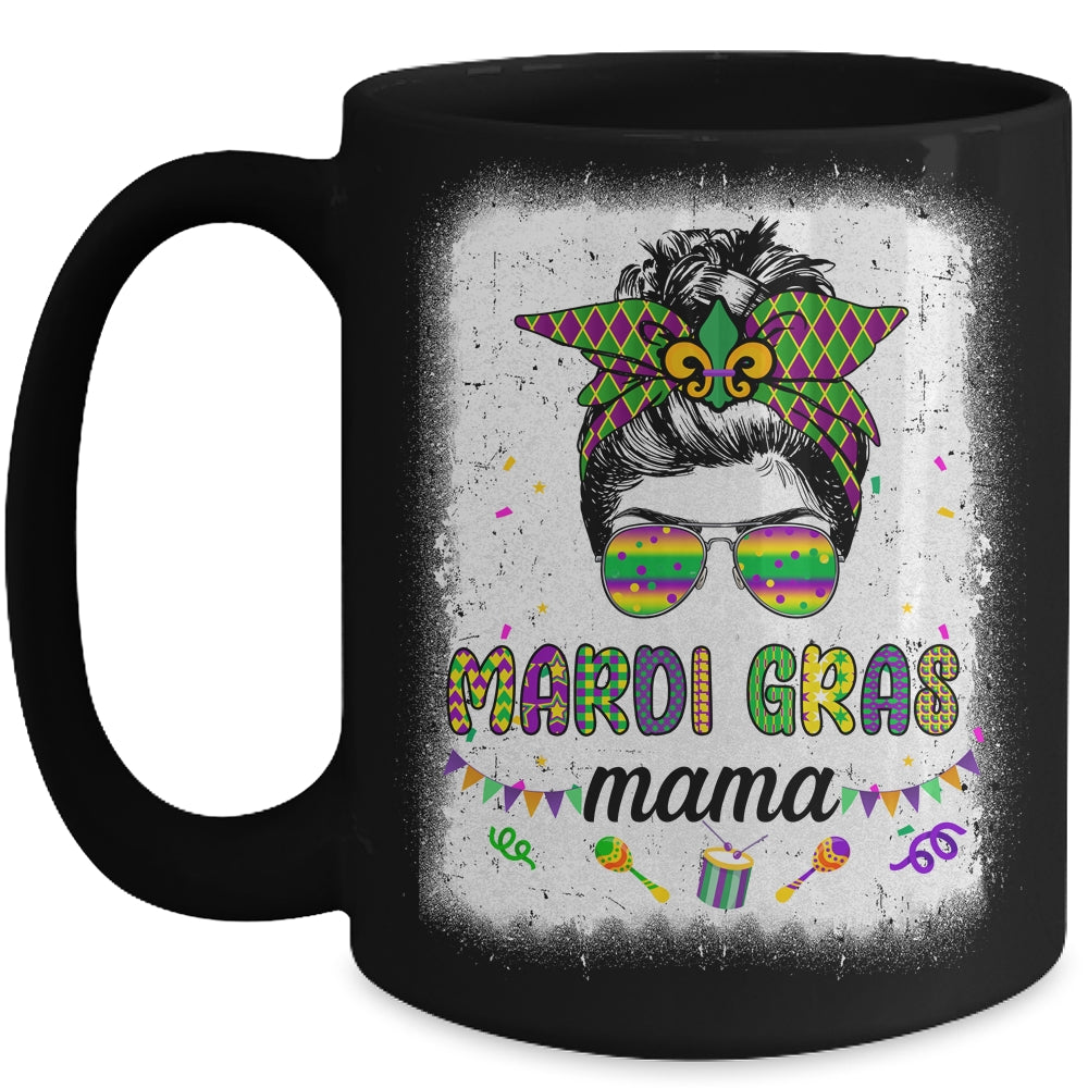 Messy Bun Hair Glasses New Orleans Carnival Mardi Gras Mama Mug | siriusteestore