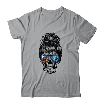 Messy Bun Skull Leopard Print Pumpkin Halloween Costume Shirt & Tank Top | siriusteestore