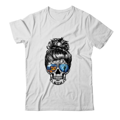 Messy Bun Skull Leopard Print Pumpkin Halloween Costume Shirt & Tank Top | siriusteestore