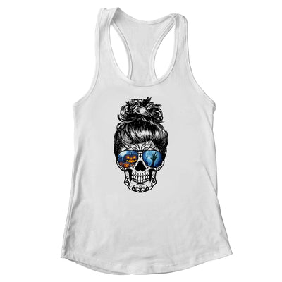 Messy Bun Skull Leopard Print Pumpkin Halloween Costume Shirt & Tank Top | siriusteestore