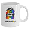 Messy Hair Bun Proud Mom LGBT Gay Pride Support LGBTQ Mug | siriusteestore