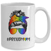 Messy Hair Bun Proud Mom LGBT Gay Pride Support LGBTQ Mug | siriusteestore