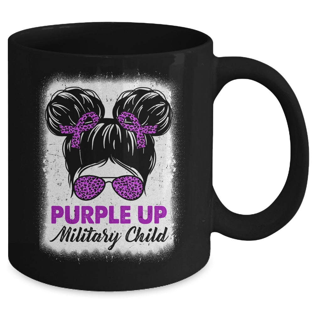 Military Girl Purple Up Leopard Sunglasses Messy Bun Girls Mug | siriusteestore