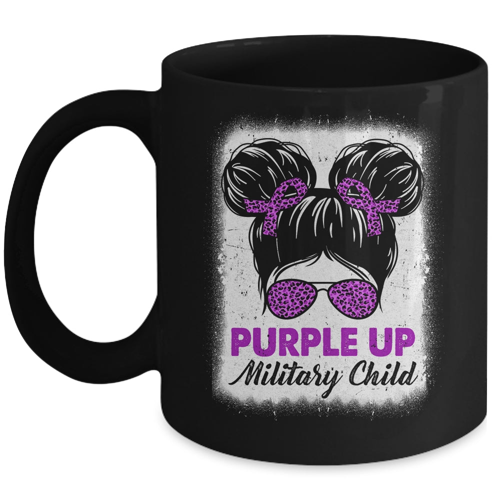 Military Girl Purple Up Leopard Sunglasses Messy Bun Girls Mug | siriusteestore