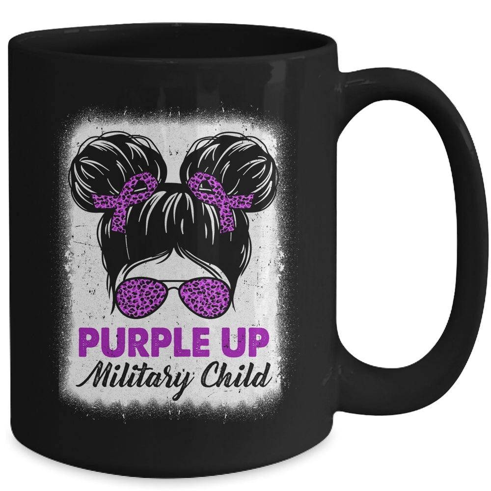 Military Girl Purple Up Leopard Sunglasses Messy Bun Girls Mug | siriusteestore