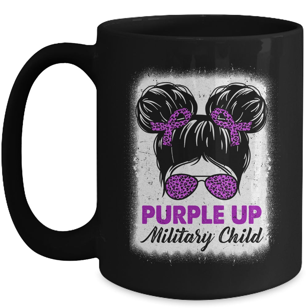 Military Girl Purple Up Leopard Sunglasses Messy Bun Girls Mug | siriusteestore