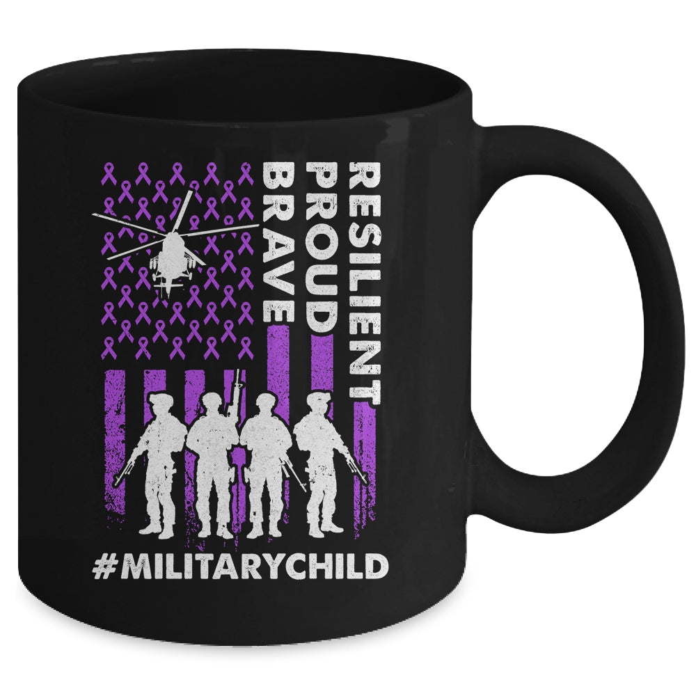 Military Kids Adult Purple US Flag Month Military Child Mug | siriusteestore