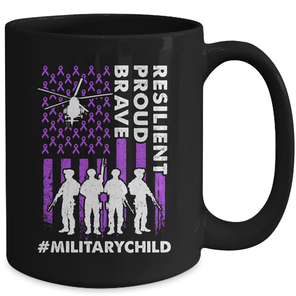 Military Kids Adult Purple US Flag Month Military Child Mug | siriusteestore